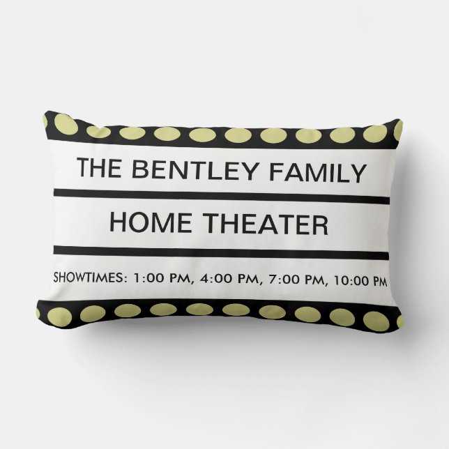 Cojín Lumbar Nombre personalizado Home Movie Theater Marquee Pe (Anverso)
