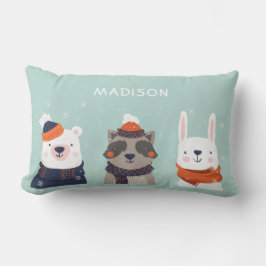 Cojín Lumbar Nombre personalizado Invierno Los animales tiran a