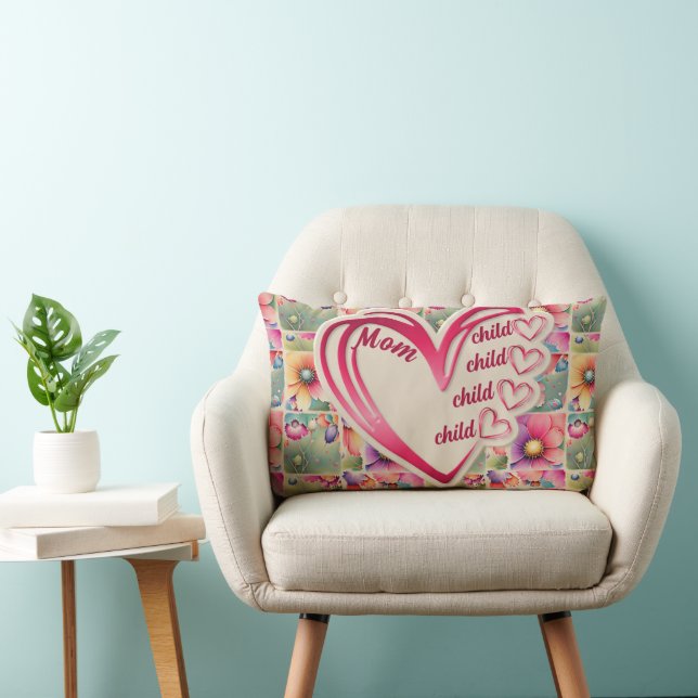 Cojín Lumbar Nombre Personalizado Mamá Niños Florales Por Toda  (Silla)