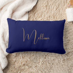 Cojín Lumbar Nombre personalizado minimalista azul