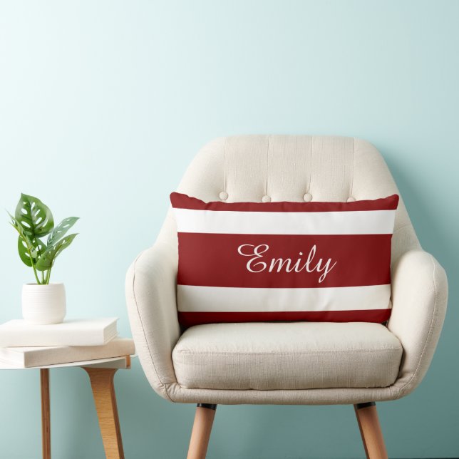 Cojín Lumbar Nombre Personalizado Monograma Patrón De Bandas Ro (Silla)