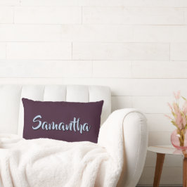 Cojín Lumbar Nombre personalizado morado oscuro y azul