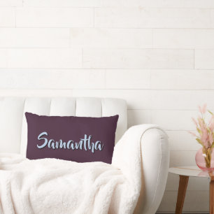 Cojín Lumbar Nombre personalizado morado oscuro y azul