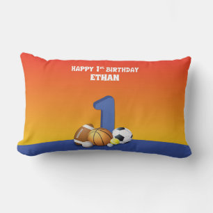 Cojín Lumbar Nombre Personalizado Niño Primer Cumpleaños Deport