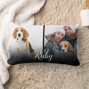 Cojín Lumbar Nombre Personalizado Perro Mascota 2 Fotos
