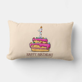 Cojín Lumbar Nombre personalizado, primer cumpleaños, pastel ro