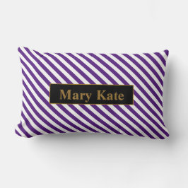Cojín Lumbar Nombre personalizado Rayas moradas/blancas