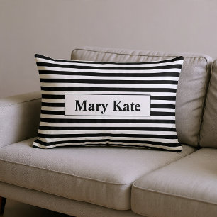 Cojín Lumbar Nombre personalizado Rayas Negro/Blanco