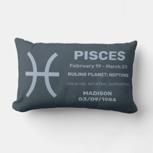 Cojín Lumbar Nombre personalizado / Rótulo de texto Zodiaco Pis