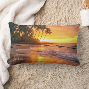 Cojín Lumbar Nombre personalizado Sunset de playa tropical