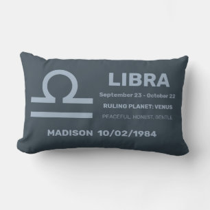 Cojín Lumbar Nombre personalizado / Texto Zodiac Rótulo Libra