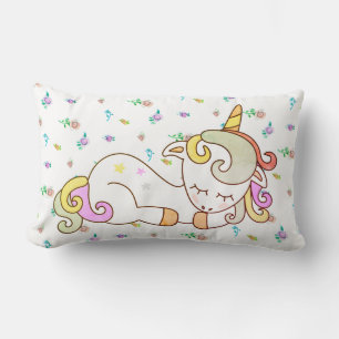 Cojín Lumbar Nombre personalizado Unicornio Arcoíris Reversible