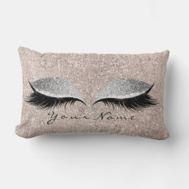 Cojín Lumbar Nombre Plata Purpurina Ojos Negros Marfil Cristale