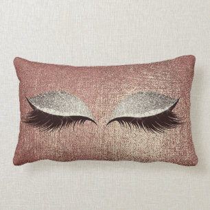 Cojín Lumbar Nombre Purpurina metálico Rosa Oro Ojos Cristal