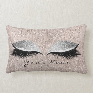 Cojín Lumbar Nombre Silver Purpurina Black Eyes Ivory Makeup La