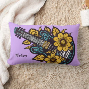 Cojín Lumbar Nombre y color personalizados Ukulele