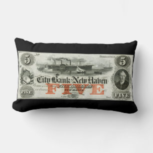 Cojín Lumbar Nota de New Haven Five Dollar 1855