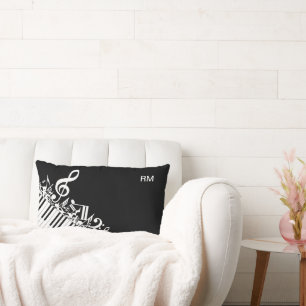 Cojín Lumbar Notas musicales improvisadas y claves de piano per