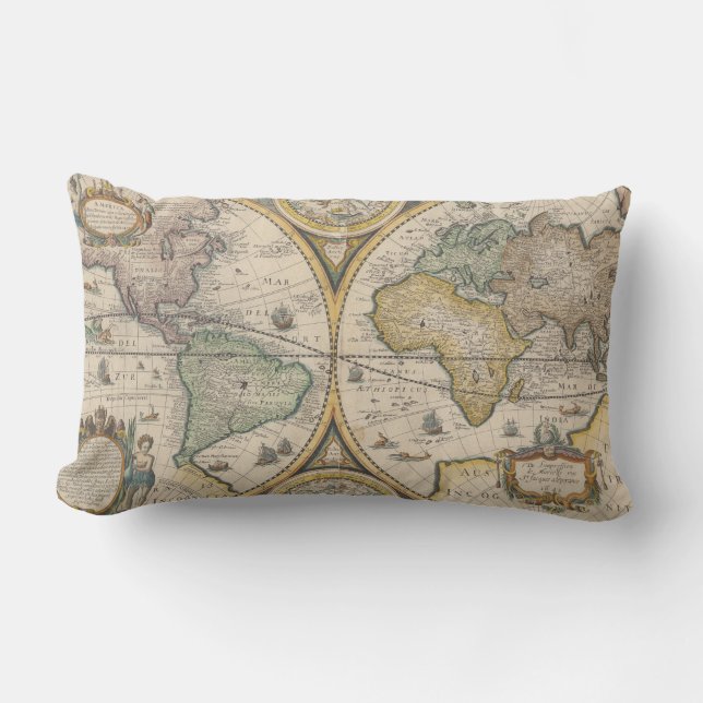 Cojín Lumbar Nova Totius Terrarum Orbis Geographica (Anverso)