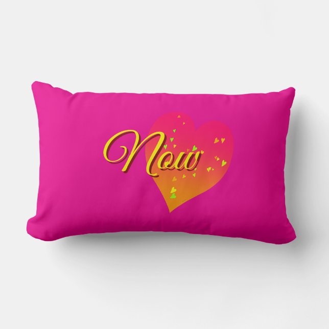 Cojín Lumbar Now Logo Heart Hot Pink (Anverso)