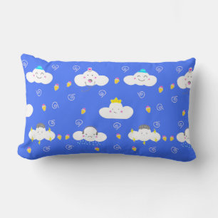Cojín Lumbar Nubes de dibujos animados lindos con emociones