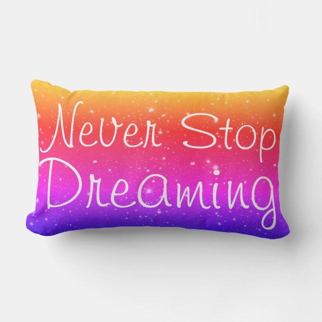 Cojín Lumbar Nunca dejes de soñar estrellas arcoiris (Anverso)