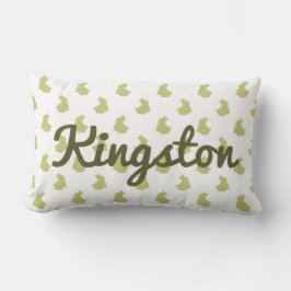 Cojín Lumbar Nursera de conejo de madera blanca y oliva