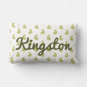 Cojín Lumbar Nursera de conejo de madera blanca y oliva