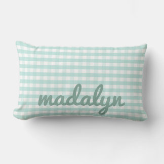 Cojín Lumbar Nursery Pastel Mint Green Gingham