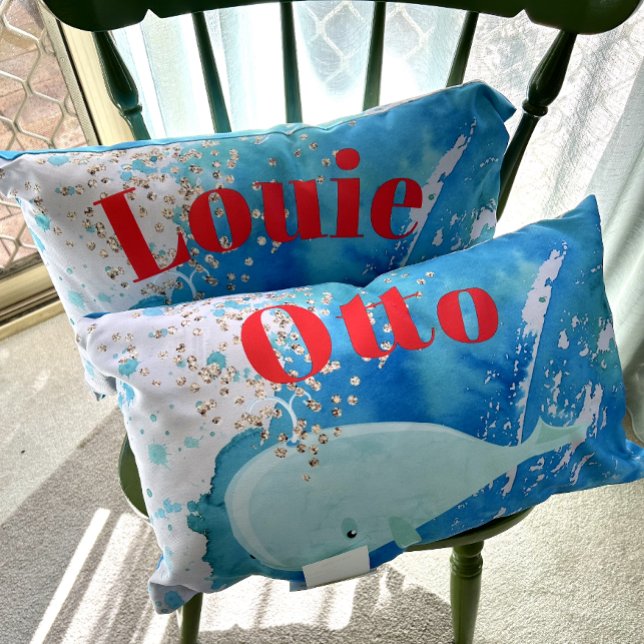 Cojín Lumbar Nursery Whale Sparkle Blue Red Personal (Subido por el creador)