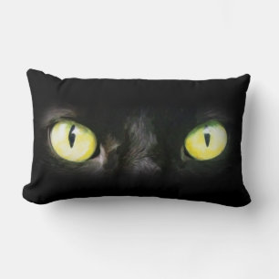 Cojín Lumbar Ojos de gato negro Halloween fantasmagórico