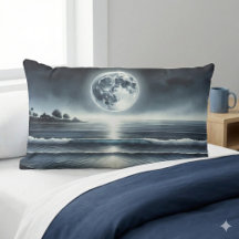 Olas del océano iluminadas por la luna, cielo noct