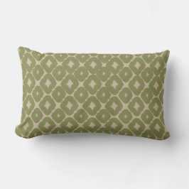 Cojín Lumbar Olive and cream Boho Geometric Throw Pillow