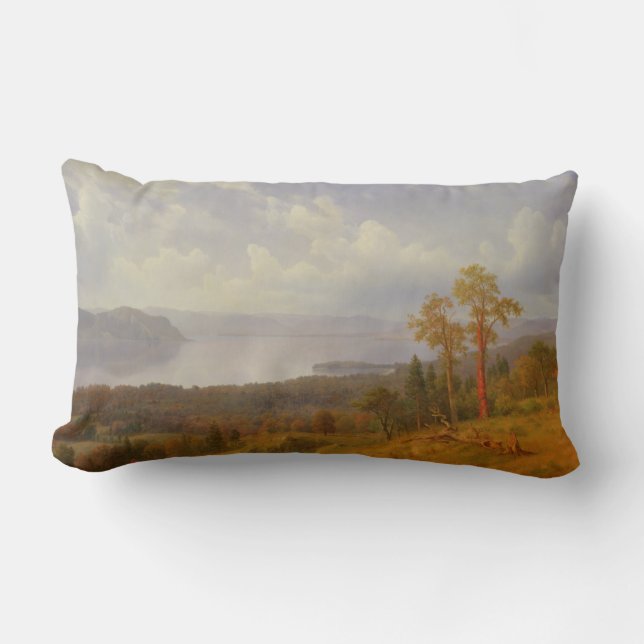 Cojín Lumbar Opinión sobre el Hudson que mira a través del (Anverso)