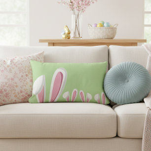 Cojín Lumbar Orejas de conejo de Pascua modernas y lindas