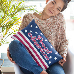 Cojín Lumbar Orgullosas estrellas estadounidenses y bandera de