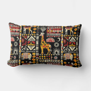 Cojín Lumbar Ornamento étnico africano tradicional, patrón trib