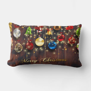 Cojín Lumbar Ornamento navideño espumoso y copos de nieve