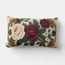Cojín Lumbar Ornate Baroque Roses Oval Frame Pillow - Luxury Bu