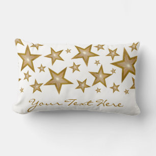Cojín Lumbar "Oro" Estrellas "Tu texto" blanco lumbar