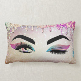 Cojín Lumbar Oro goteo Wink Ojo Larga azotes Artista de maquill