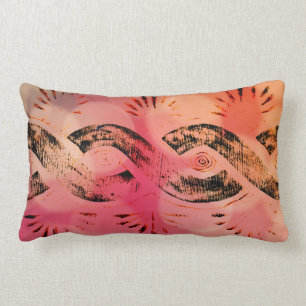 Cojín Lumbar Oro rosado femenino de Bokeh y nudo céltico triba
