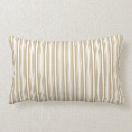 Cojín Lumbar Oro y rayas del navidad blanco