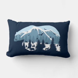 Cojín Lumbar Oso De Bosque De Montaña Con Cima Nevada Naturalez