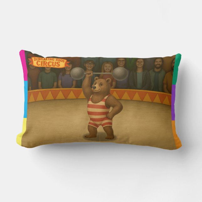 Cojín Lumbar Oso fuerte de circo (Anverso)