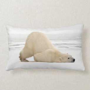 Cojín Lumbar Oso polar arañándose sobre tundra congelada