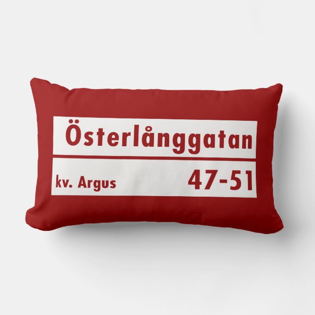Cojín Lumbar Österlånggatan, Estocolmo, placa de calle sueca (Anverso)