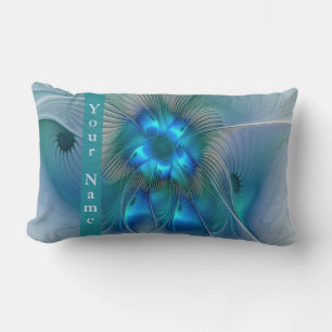 Cojín Lumbar Ovaciones de pie, nombre de arte fractal azul abst