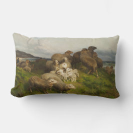 Cojín Lumbar Oveja en una pradera (por August Friedrich Schenck