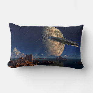 Cojín Lumbar OVNI - Mundo Extranjero - Paisaje de Ciencia Ficci
